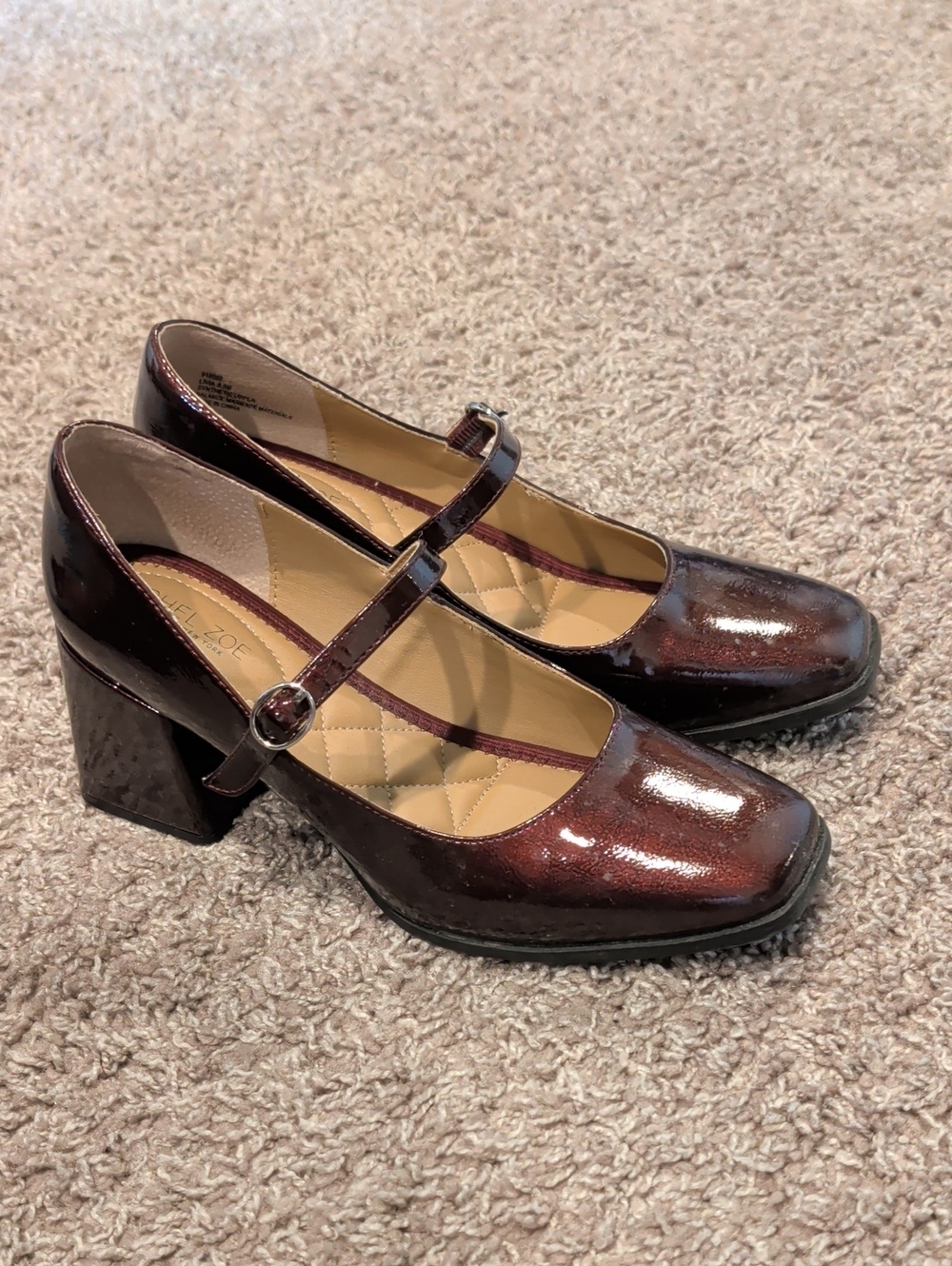 Rachel Zoe Metallic Burgundy Mary Jane Block Heel Pumps 8.5 - Picture 9 of 9